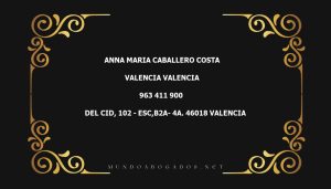 abogado Anna Maria Caballero Costa en la localidad de Valencia