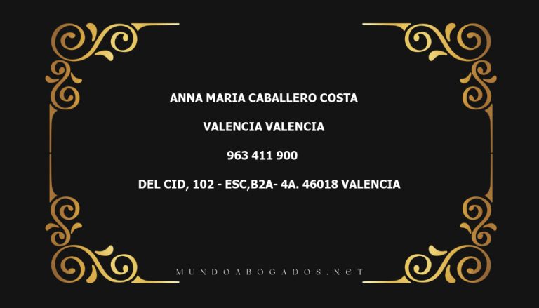 abogado Anna Maria Caballero Costa en la localidad de Valencia