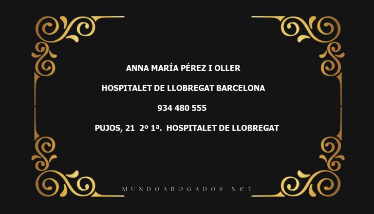 abogado Anna Maria Perez I Oller en la localidad de Hospitalet de Llobregat