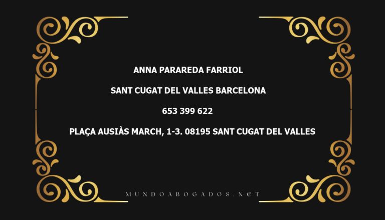 abogado Anna Parareda Farriol en la localidad de Sant Cugat del Valles