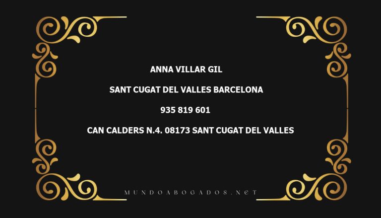 abogado Anna Villar Gil en la localidad de Sant Cugat del Valles