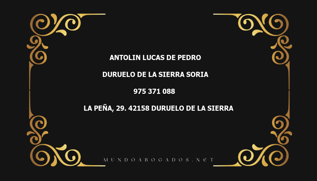 abogado Antolin Lucas De Pedro en la localidad de Duruelo de La Sierra