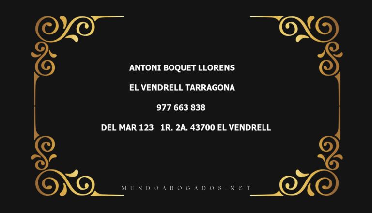 abogado Antoni Boquet Llorens en la localidad de El Vendrell