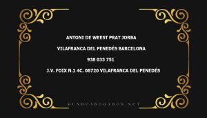 abogado Antoni De Weest Prat Jorba en la localidad de Vilafranca del Penedés