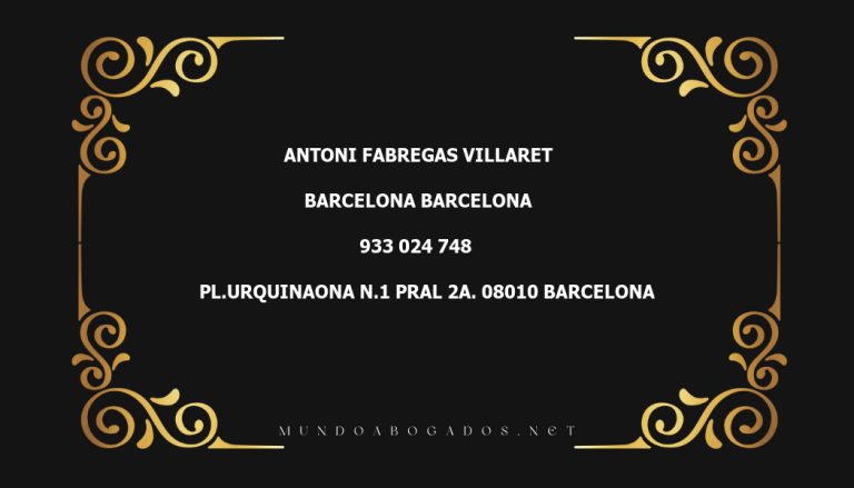 abogado Antoni Fabregas Villaret en la localidad de Barcelona