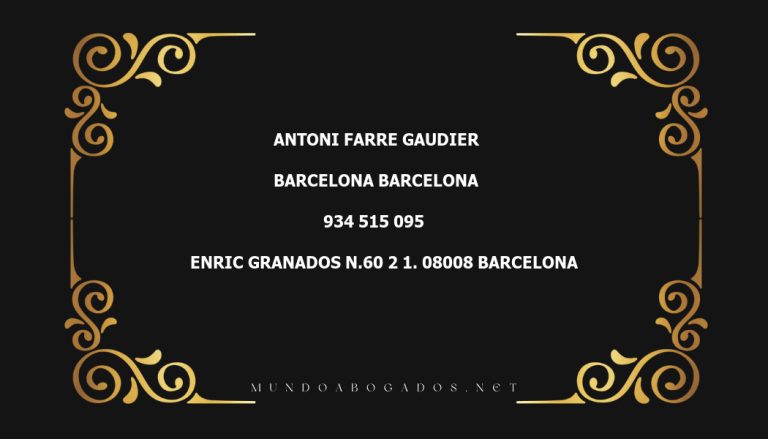 abogado Antoni Farre Gaudier en la localidad de Barcelona