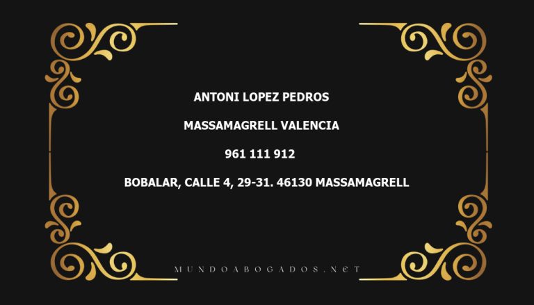 abogado Antoni Lopez Pedros en la localidad de Massamagrell