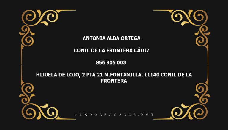 abogado Antonia Alba Ortega en la localidad de Conil de la Frontera