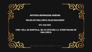 abogado Antonia Bennassar Arbona en la localidad de Palma de Mallorca