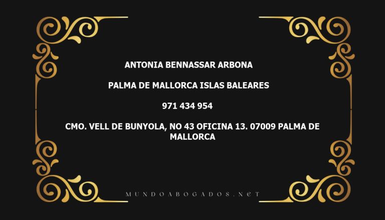 abogado Antonia Bennassar Arbona en la localidad de Palma de Mallorca