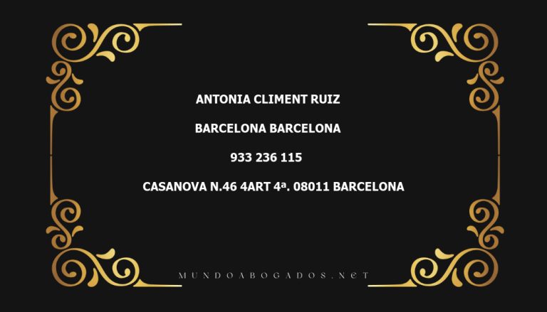 abogado Antonia Climent Ruiz en la localidad de Barcelona