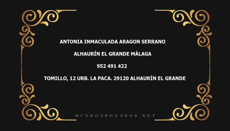 abogado Antonia Inmaculada Aragon Serrano en la localidad de Alhaurín el Grande