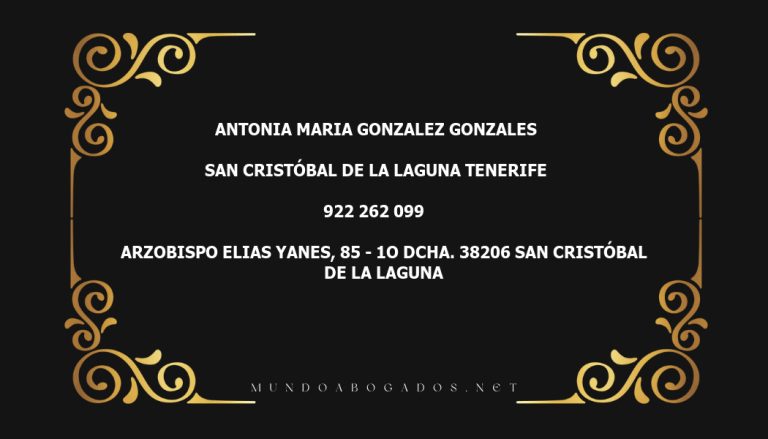 abogado Antonia Maria Gonzalez Gonzales en la localidad de San Cristóbal de La Laguna