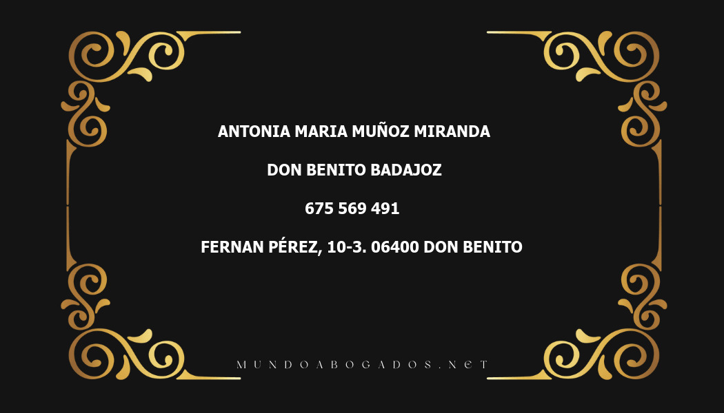 abogado Antonia Maria Muñoz Miranda en la localidad de Don Benito