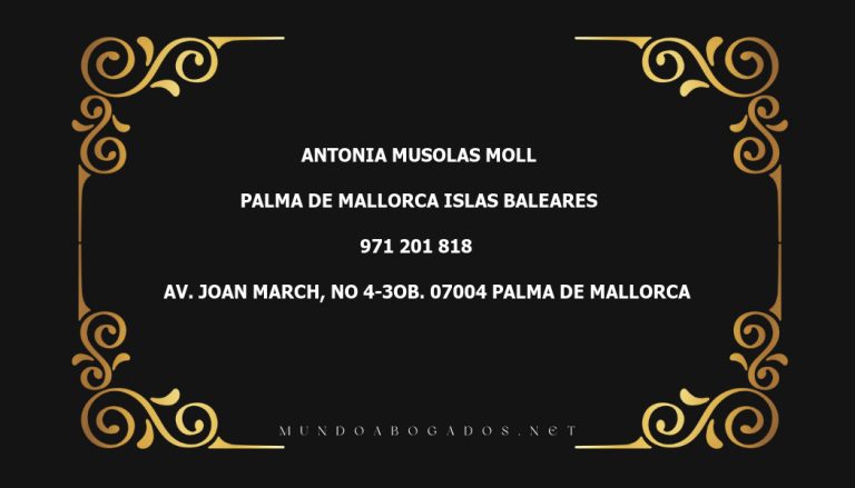 abogado Antonia Musolas Moll en la localidad de Palma de Mallorca