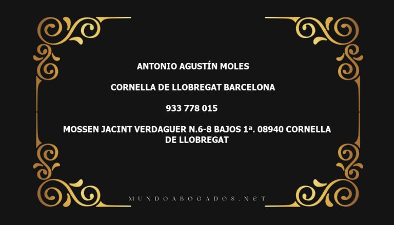 abogado Antonio Agustín Moles en la localidad de Cornella de Llobregat