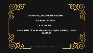 abogado Antonio Alfredo Barca Duran en la localidad de Cáceres