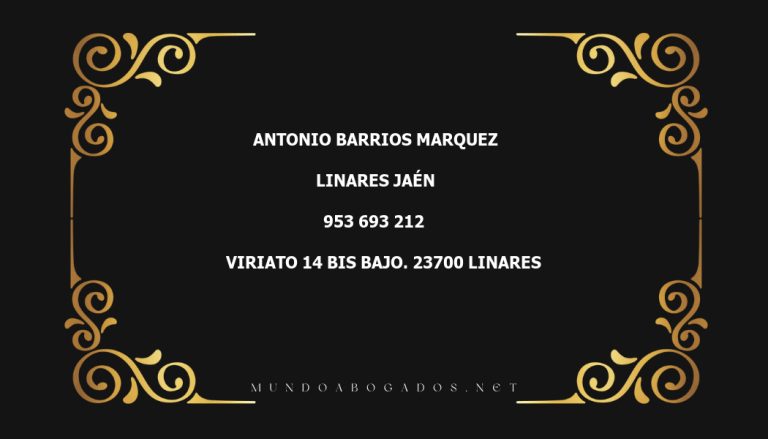 abogado Antonio Barrios Marquez en la localidad de Linares