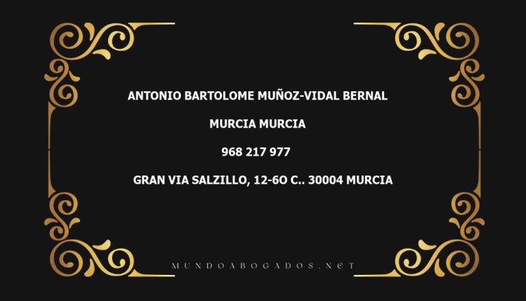 abogado Antonio Bartolome Muñoz-Vidal Bernal en la localidad de Murcia