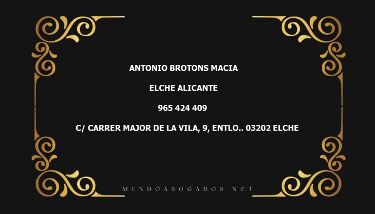 abogado Antonio Brotons Macia en la localidad de Elche