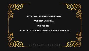 abogado Antonio C. Gonzalez Asturiano en la localidad de Valencia