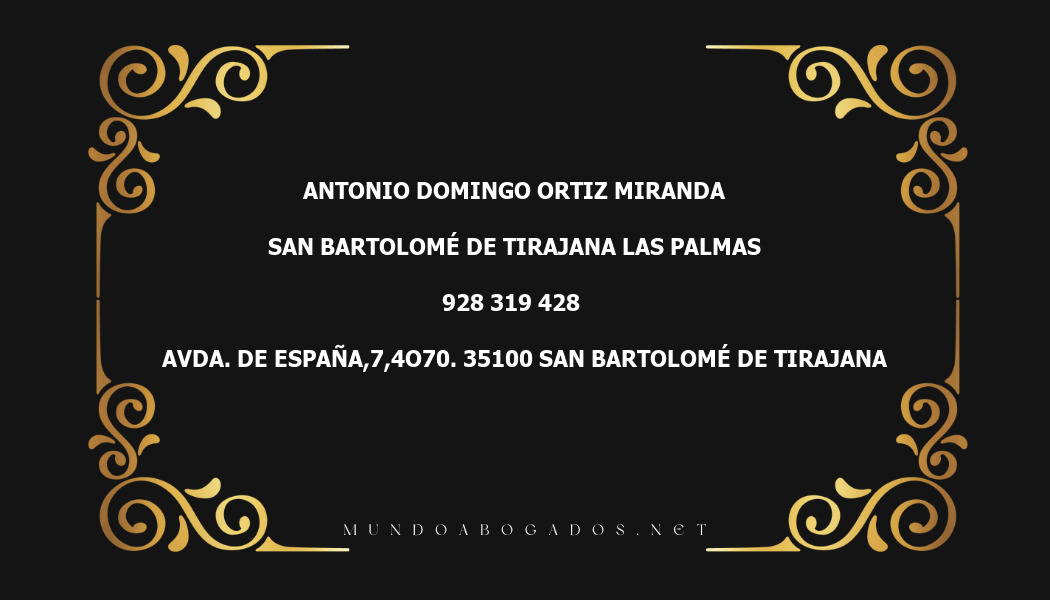 abogado Antonio Domingo Ortiz Miranda en la localidad de San Bartolomé de Tirajana