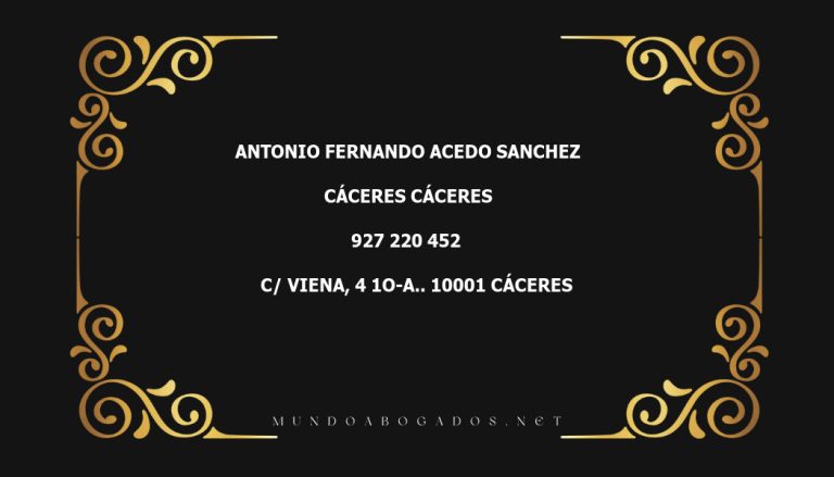 abogado Antonio Fernando Acedo Sanchez en la localidad de Cáceres