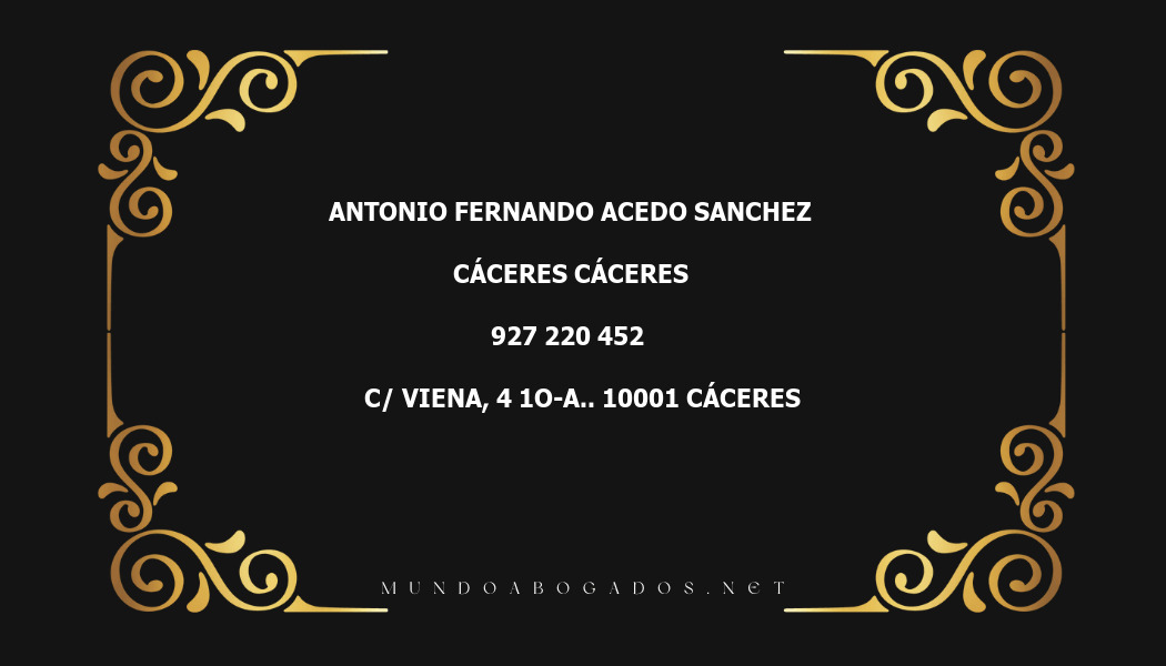 abogado Antonio Fernando Acedo Sanchez en la localidad de Cáceres