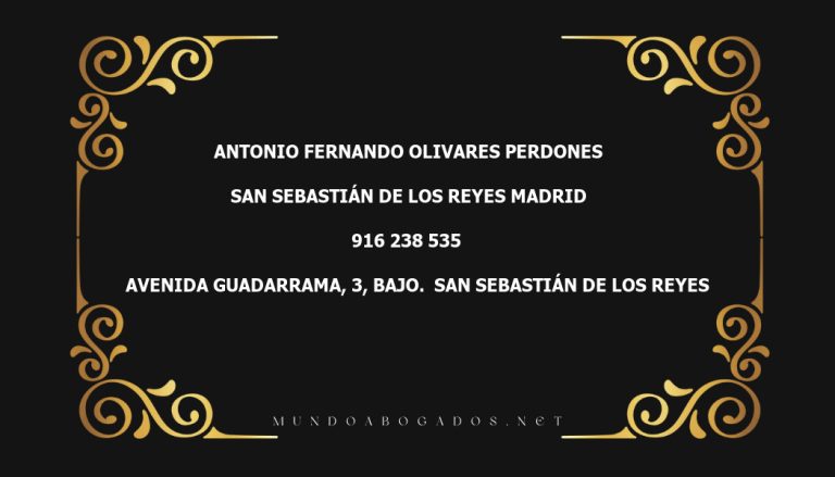 abogado Antonio Fernando Olivares Perdones en la localidad de San Sebastián de los Reyes