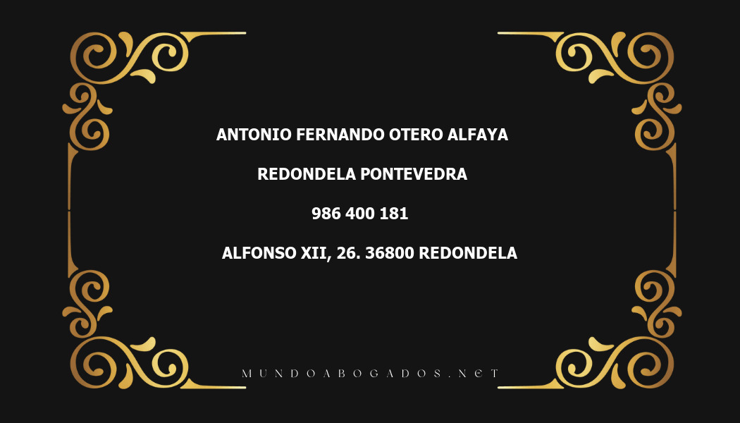 abogado Antonio Fernando Otero Alfaya en la localidad de Redondela