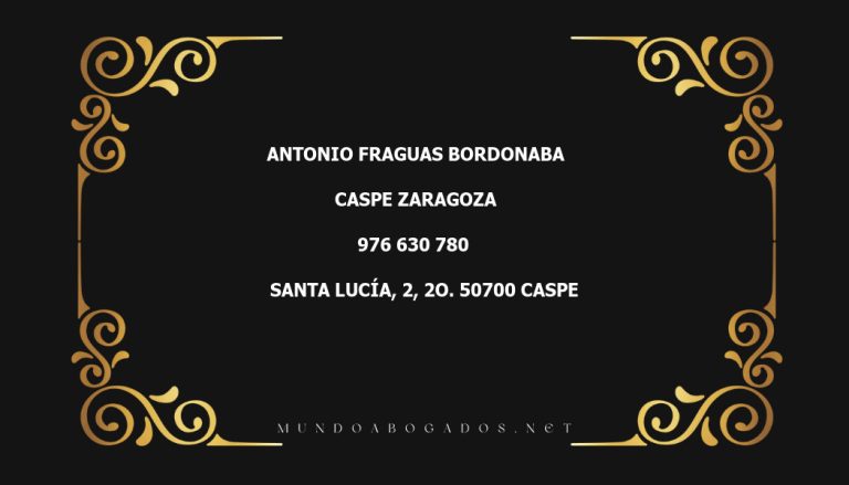 abogado Antonio Fraguas Bordonaba en la localidad de Caspe