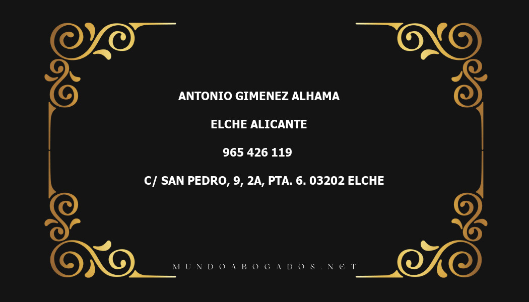 abogado Antonio Gimenez Alhama en la localidad de Elche