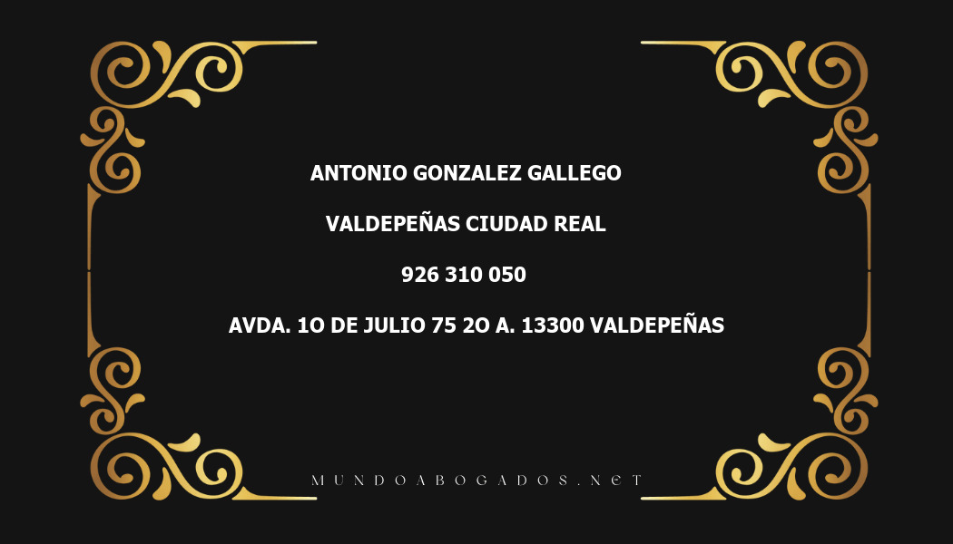 abogado Antonio Gonzalez Gallego en la localidad de Valdepeñas