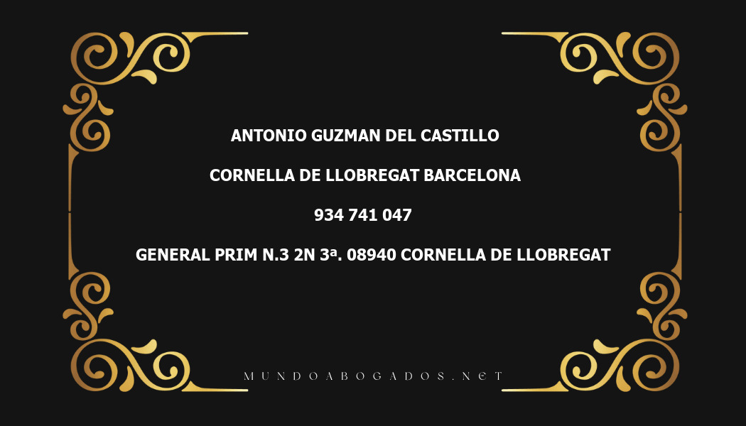 abogado Antonio Guzman Del Castillo en la localidad de Cornella de Llobregat