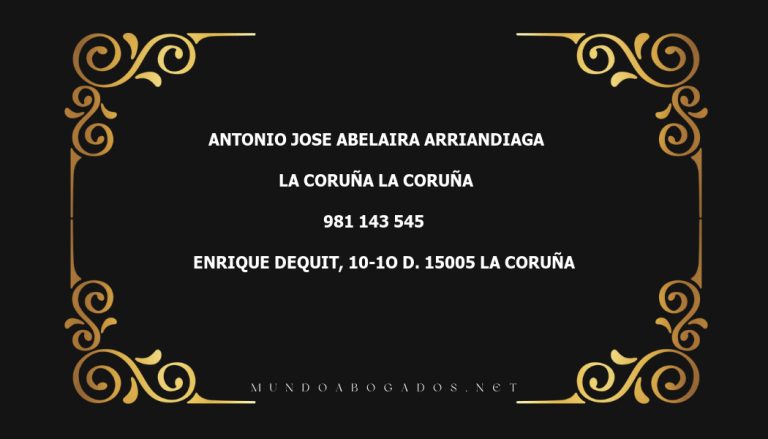 abogado Antonio Jose Abelaira Arriandiaga en la localidad de La Coruña