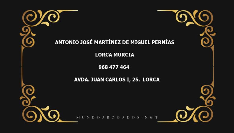 abogado Antonio José Martínez De Miguel Pernías en la localidad de Lorca