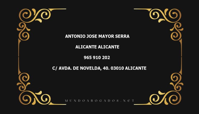 abogado Antonio Jose Mayor Serra en la localidad de Alicante