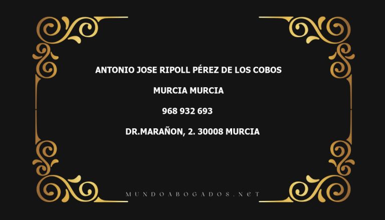 abogado Antonio Jose Ripoll Pérez De Los Cobos en la localidad de Murcia