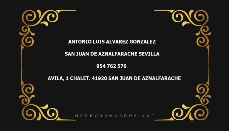 abogado Antonio Luis Alvarez Gonzalez en la localidad de San Juan de Aznalfarache