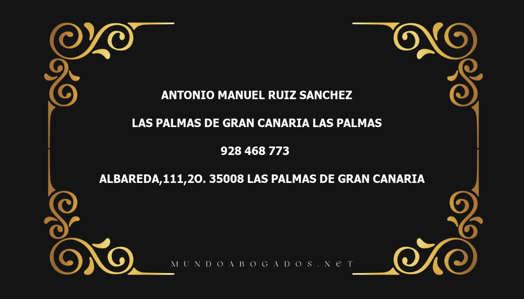 abogado Antonio Manuel Ruiz Sanchez en la localidad de Las Palmas de Gran Canaria