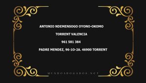 abogado Antonio Ndemensogo Oyono-Okomo en la localidad de Torrent