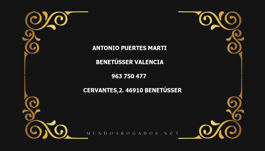 abogado Antonio Puertes Marti en la localidad de Benetússer