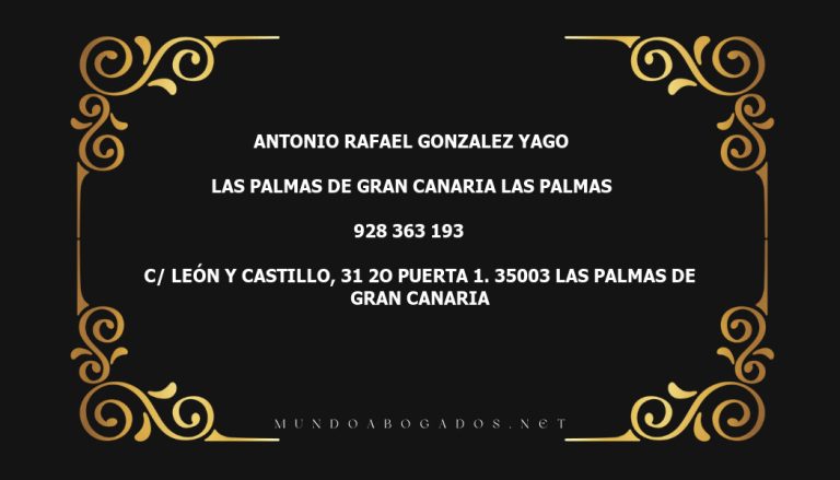 abogado Antonio Rafael Gonzalez Yago en la localidad de Las Palmas de Gran Canaria