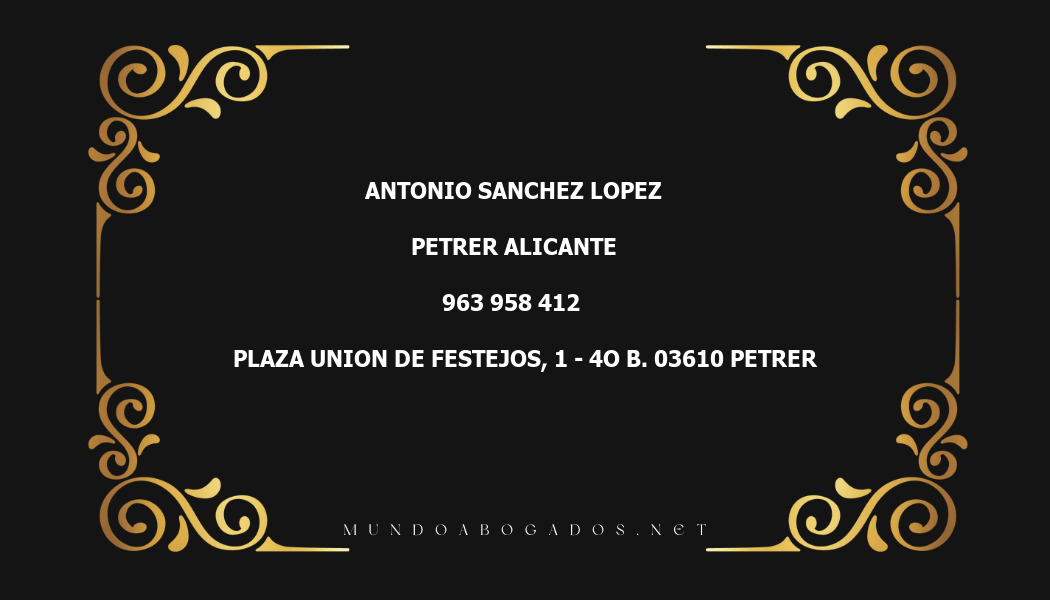 abogado Antonio Sanchez Lopez en la localidad de Petrer