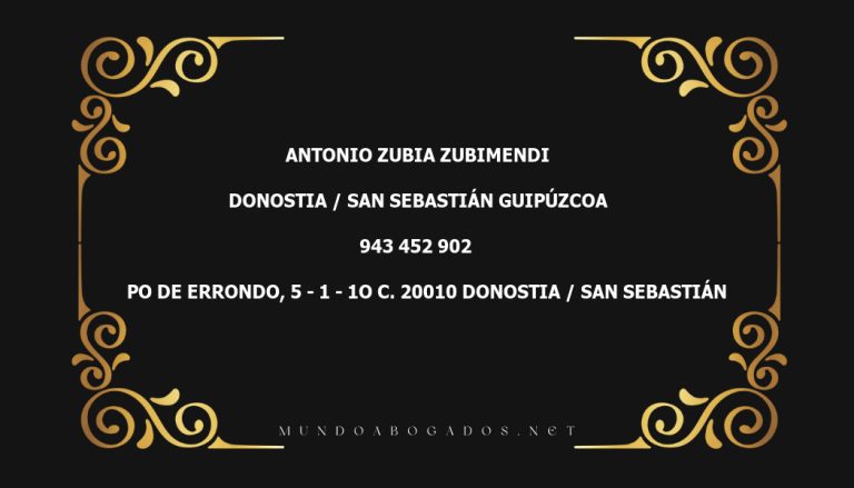 abogado Antonio Zubia Zubimendi en la localidad de Donostia / San Sebastián