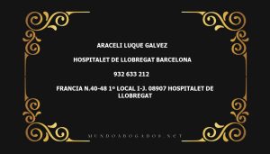 abogado Araceli Luque Galvez en la localidad de Hospitalet de Llobregat