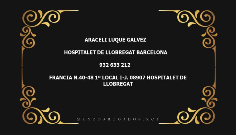 abogado Araceli Luque Galvez en la localidad de Hospitalet de Llobregat