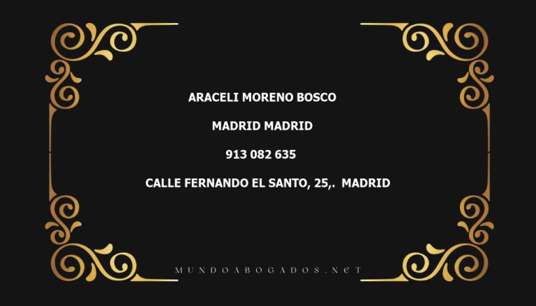 abogado Araceli Moreno Bosco en la localidad de Madrid