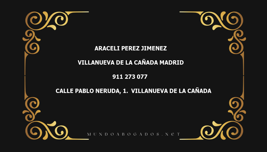 abogado Araceli Perez Jimenez en la localidad de Villanueva de la Cañada