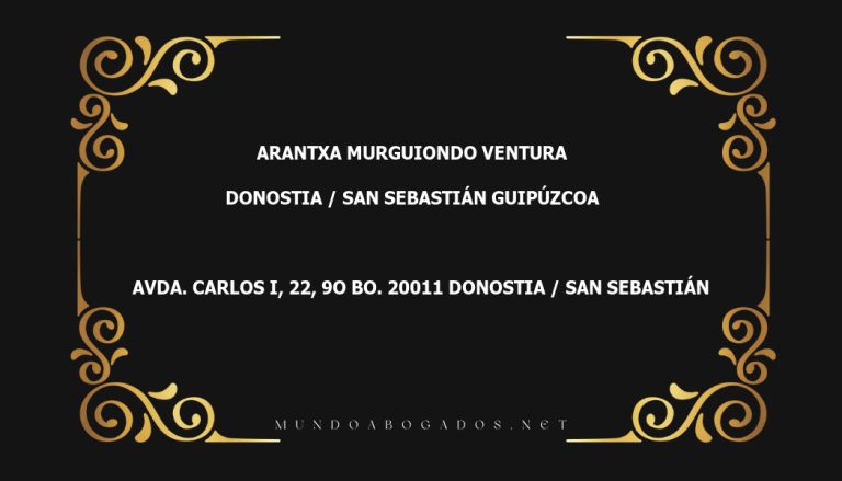 abogado Arantxa Murguiondo Ventura en la localidad de Donostia / San Sebastián